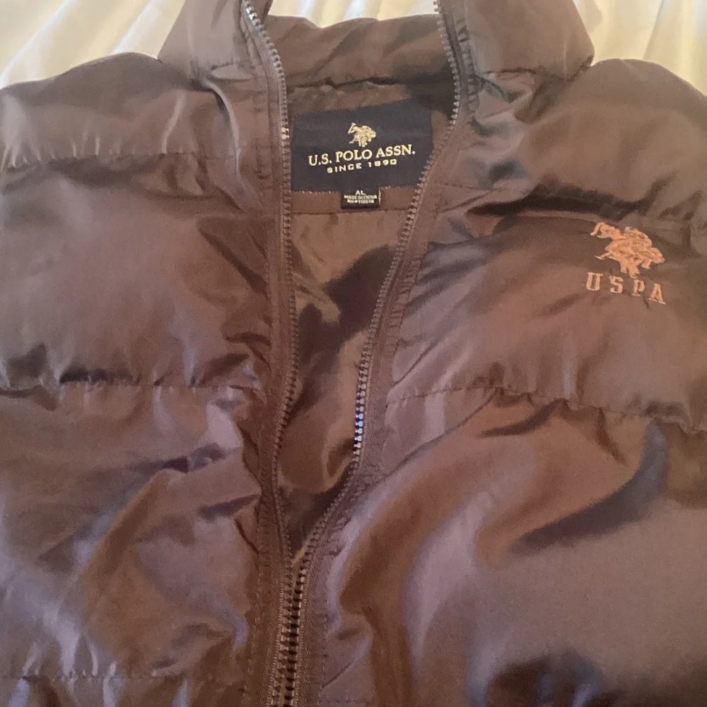 U.S. Polo Assn. Brown Quilted Puffer Jacket with Embroidered Logo